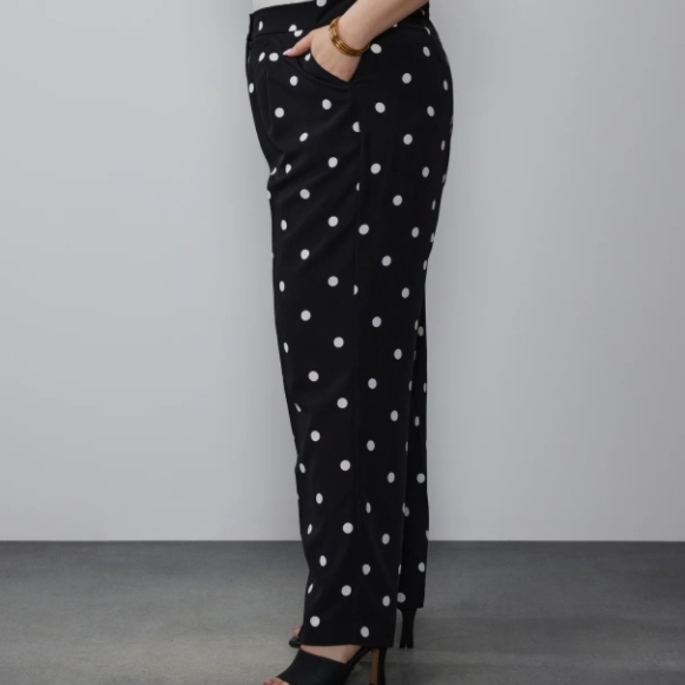 NY&Co Palazzo Pants, black with white polka dots, NWT - Picture 2 of 7